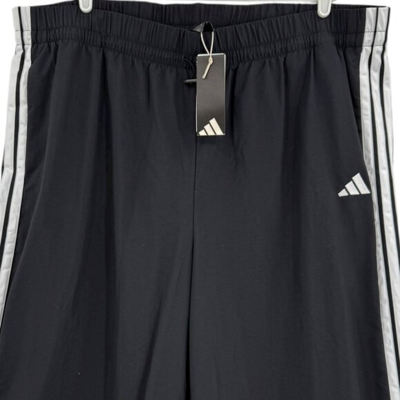 Adidas Women's Sport 3 Stripes Trim Black Woven Track Pants 3X Elastic Waist NWT - Picture 3 of 12